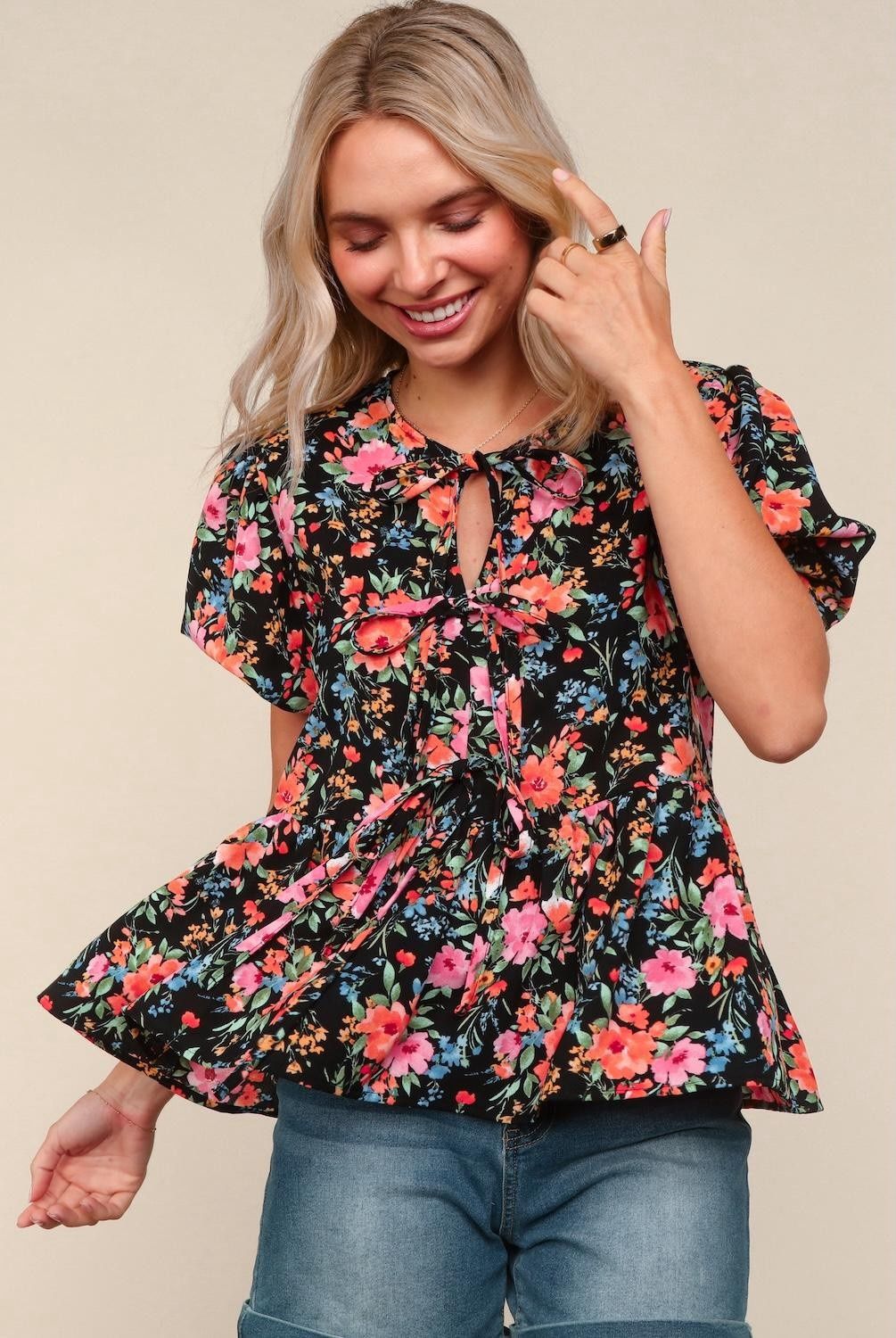 Lauren peplum floral top *plus, Size: 3X