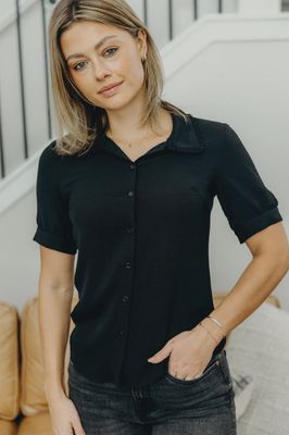 Selena Ruffle Collard  Button Top