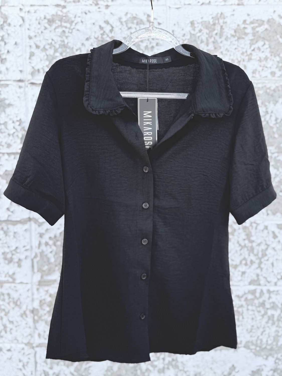 Selena Ruffle Collard  Button Top, Size: XS