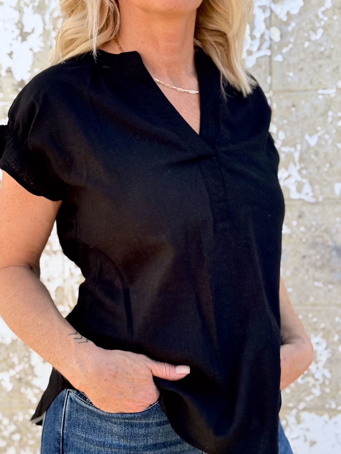 Veda linen top, Size: S