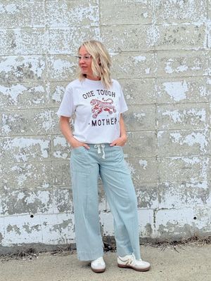 Skylar- linen denim stripe pant