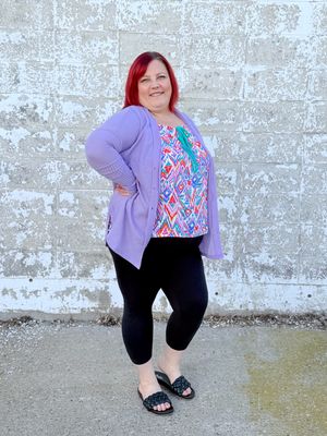 Lila button waffle cardigan