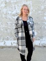 Rhonda Plaid Shacket, Color: Black/White, Size: S