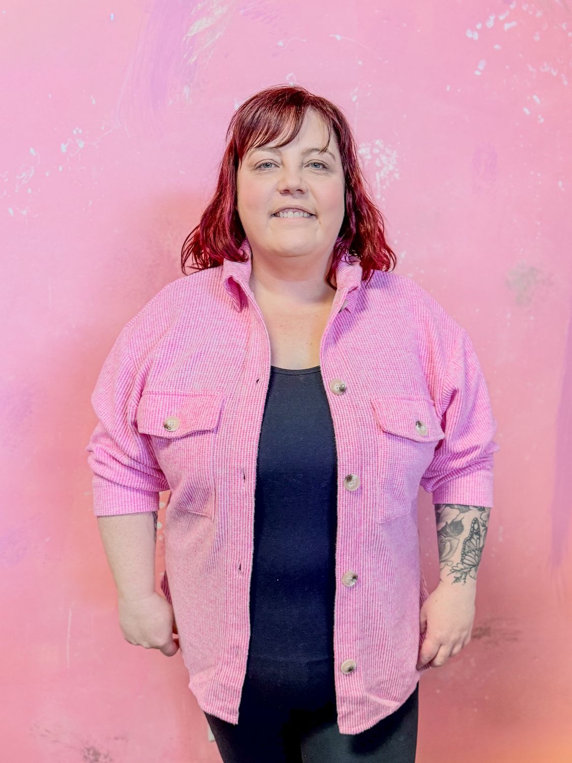 Greer ribbed shacket *Plus