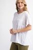 CVC SLUB MINERAL WASHED SHORT SLEEVE TOP, Color: White, Size: S