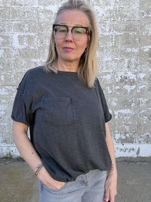CVC SLUB MINERAL WASHED SHORT SLEEVE TOP