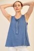 MINERAL WASHED SLEEVELESS HENLEY TOP* Plus*