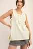 MINERAL WASHED SLEEVELESS HENLEY TOP* Plus*, Color: Ivory, Size: 1X