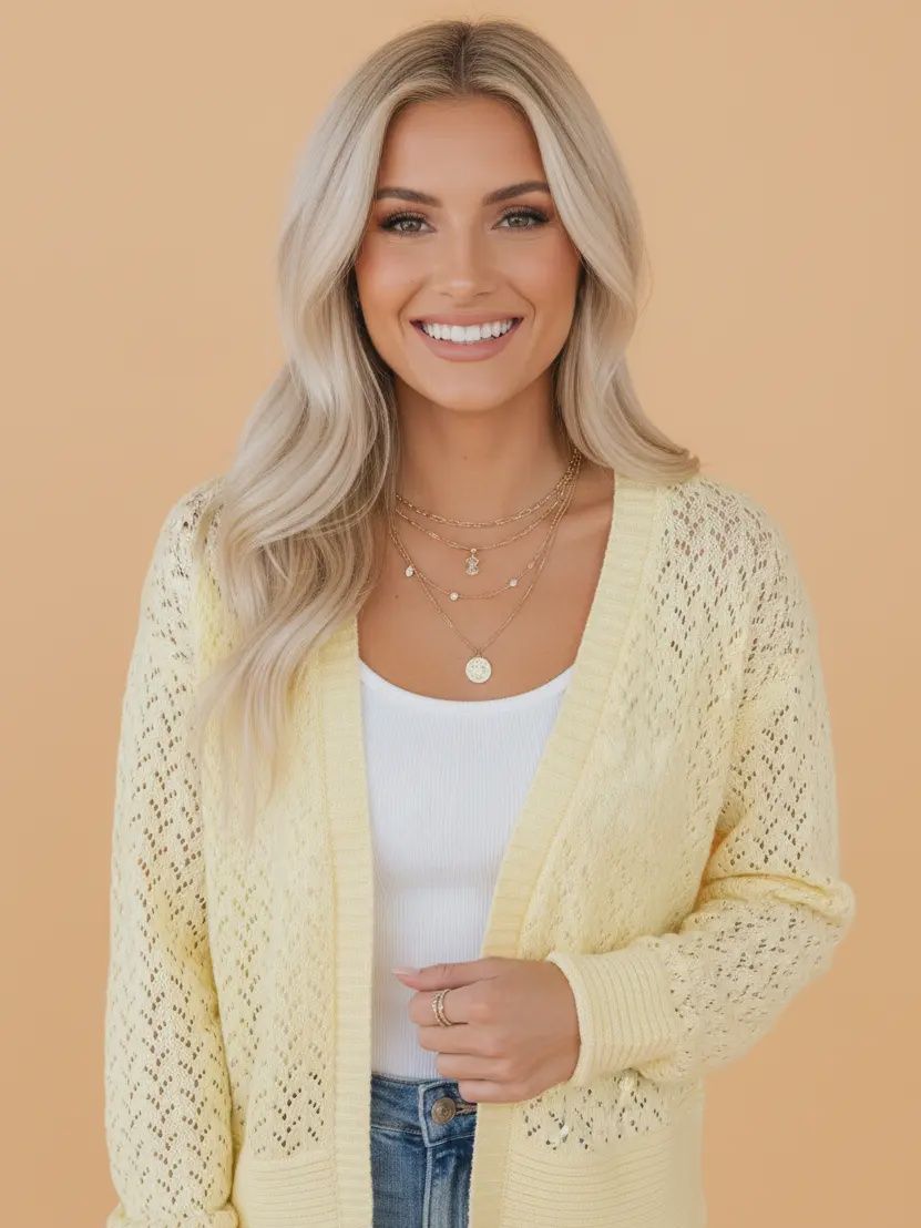 Honey pointelle cardi