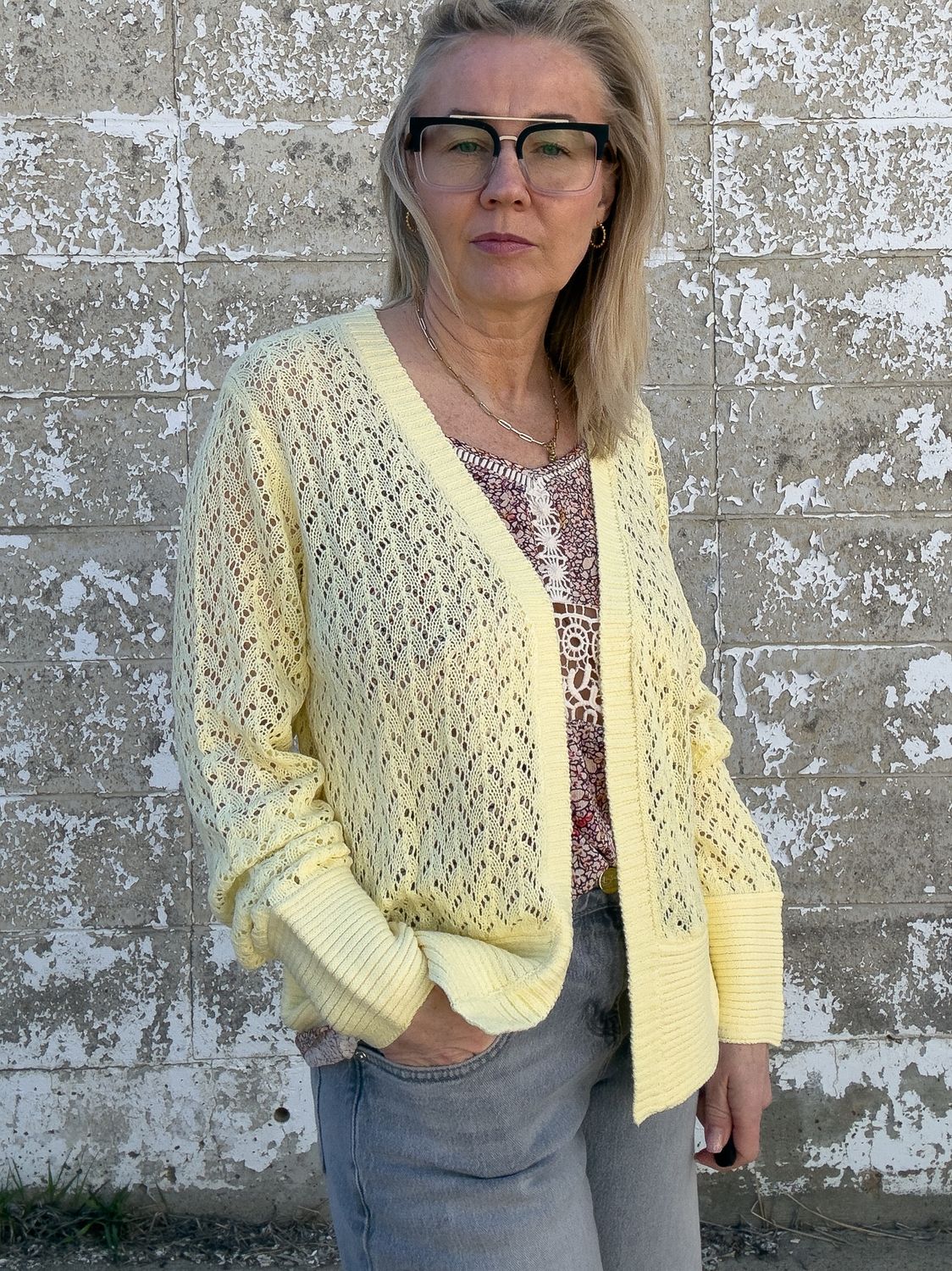 Honey pointelle cardi