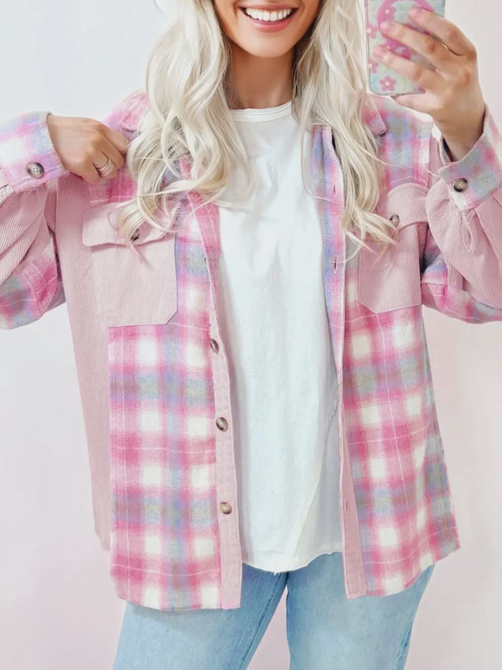 Eloise Pink Checkered Shacket