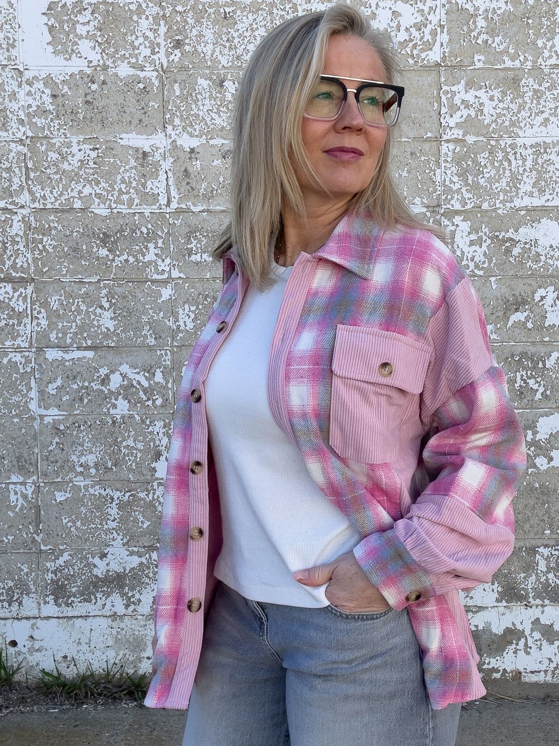 Eloise Pink Checkered Shacket