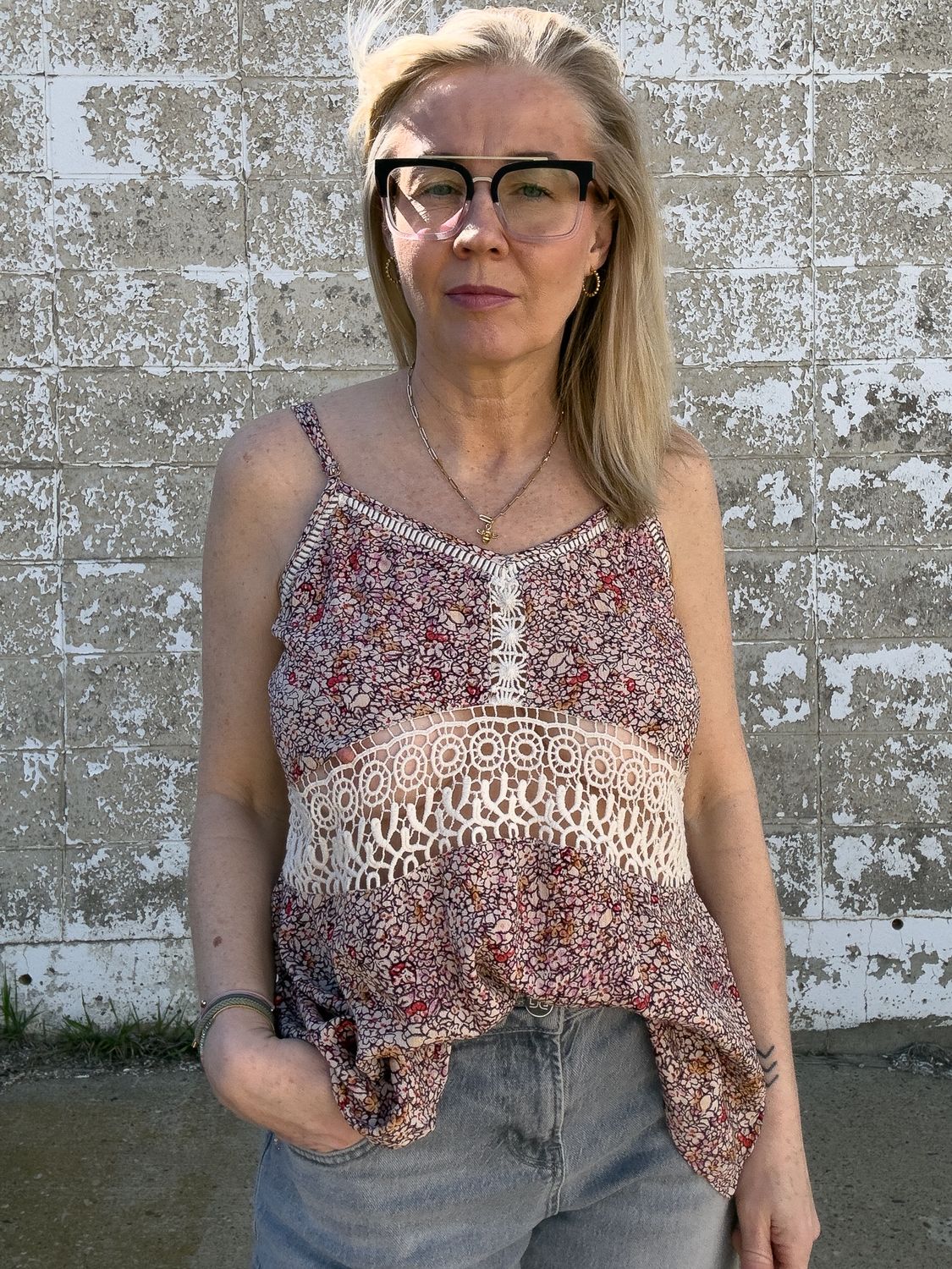 Tilly Floral lace tank top