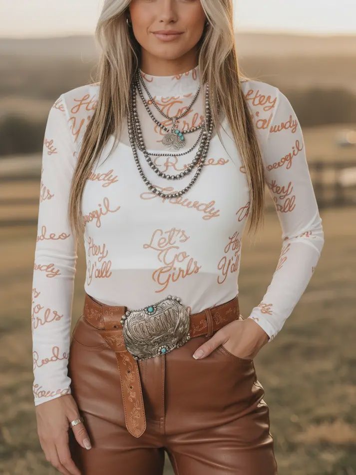 Shania Mesh country top