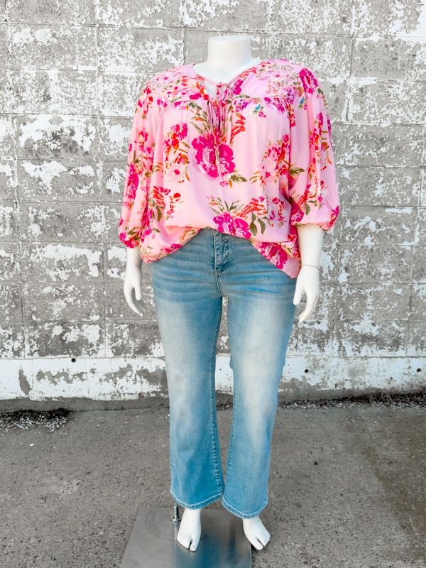 Bria pink floral top *plus