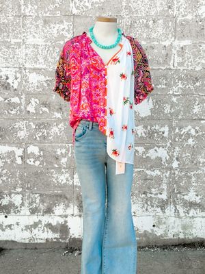Avenlee mixed pattern top