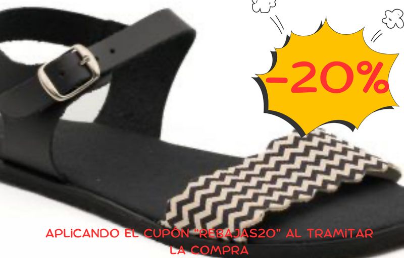 Flexinens – Sandalia mujer negra blanca 5762PR