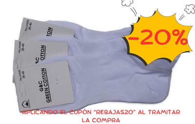 Pack calcetines tobilleros blanco Niño/Mujer
