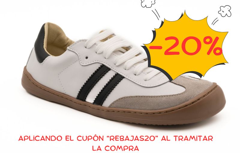 Flexinens – Deportiva barefoot blanca-negra 9026R - Adultos
