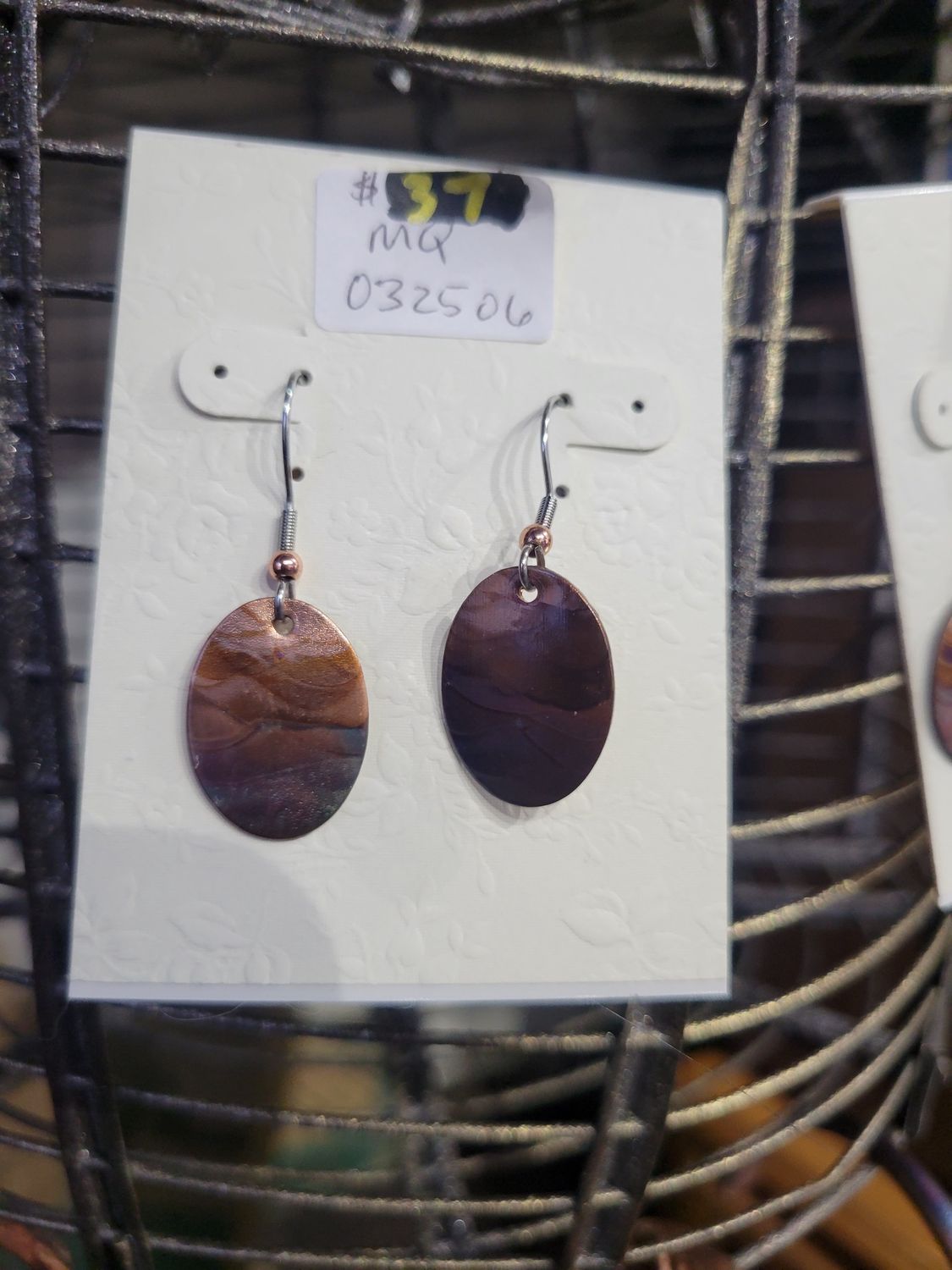 3/4&quot; flat oval earring &quot;stormy seas&quot; 2