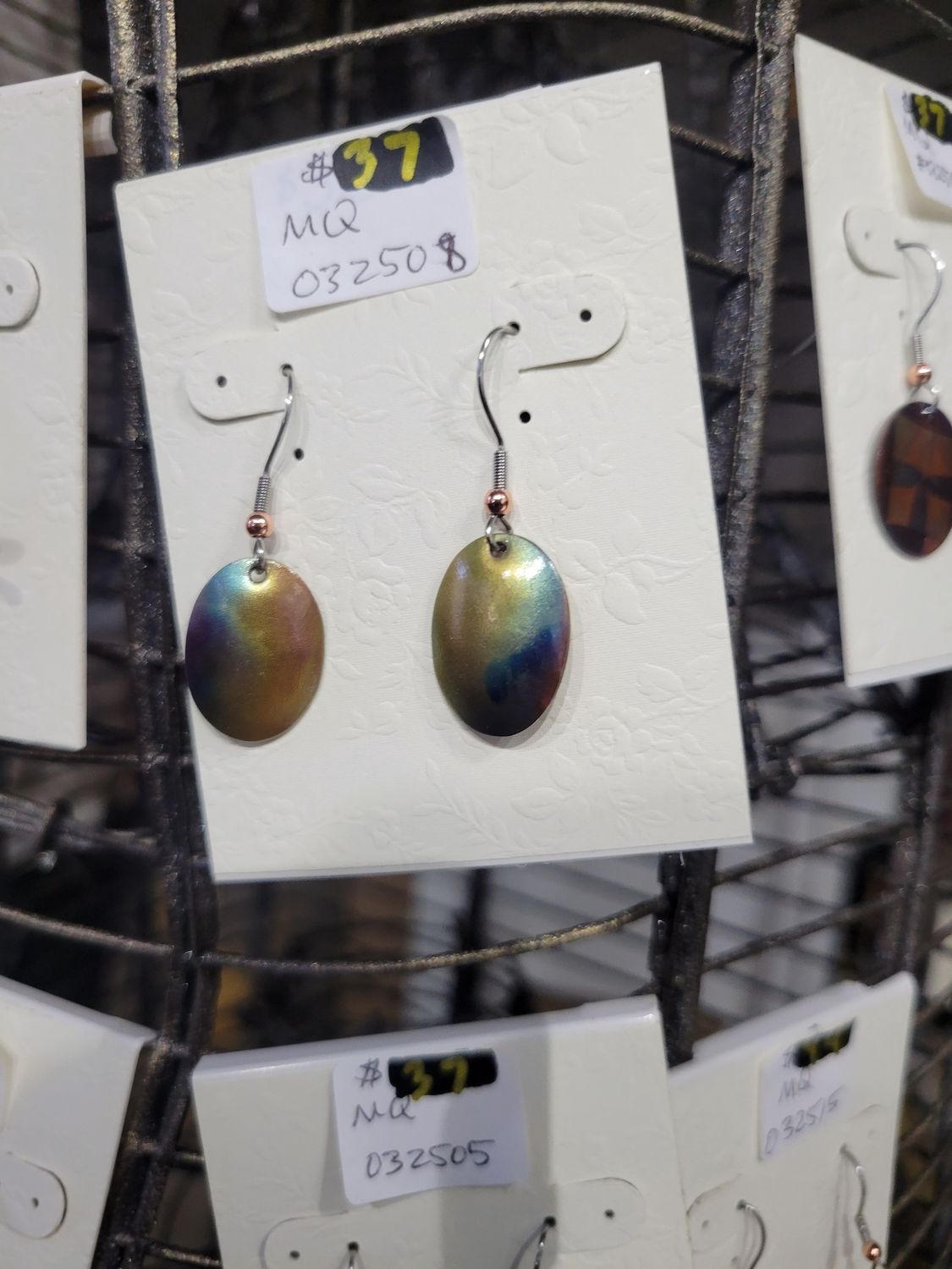 3/4&quot; domed oval earring &quot;rainbow blush&quot; 2