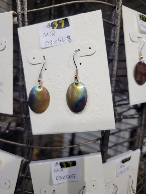 3/4&quot; domed oval earring &quot;rainbow blush&quot; 2