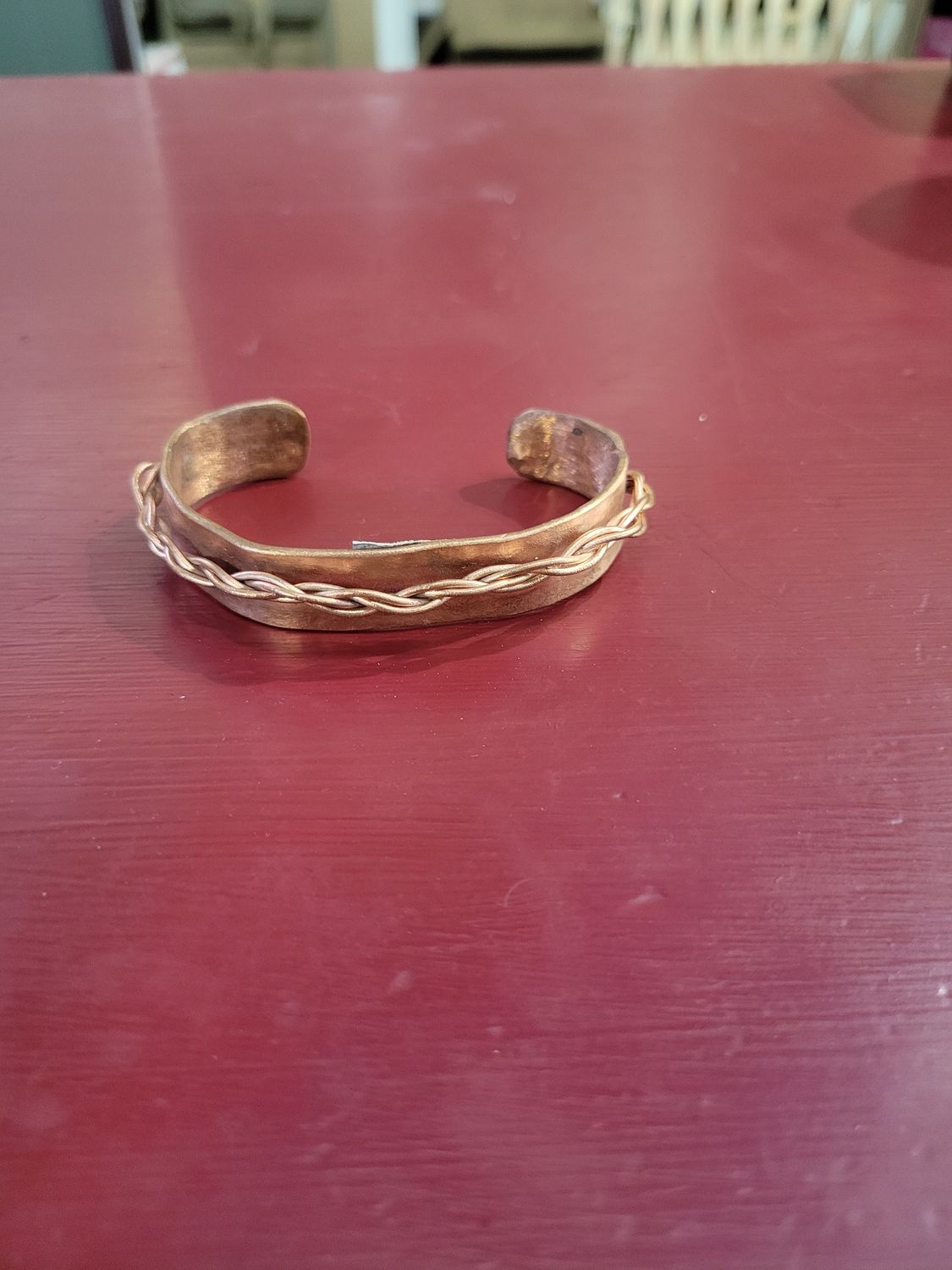 plain copper bracelet &quot;woven wire overlay&quot;