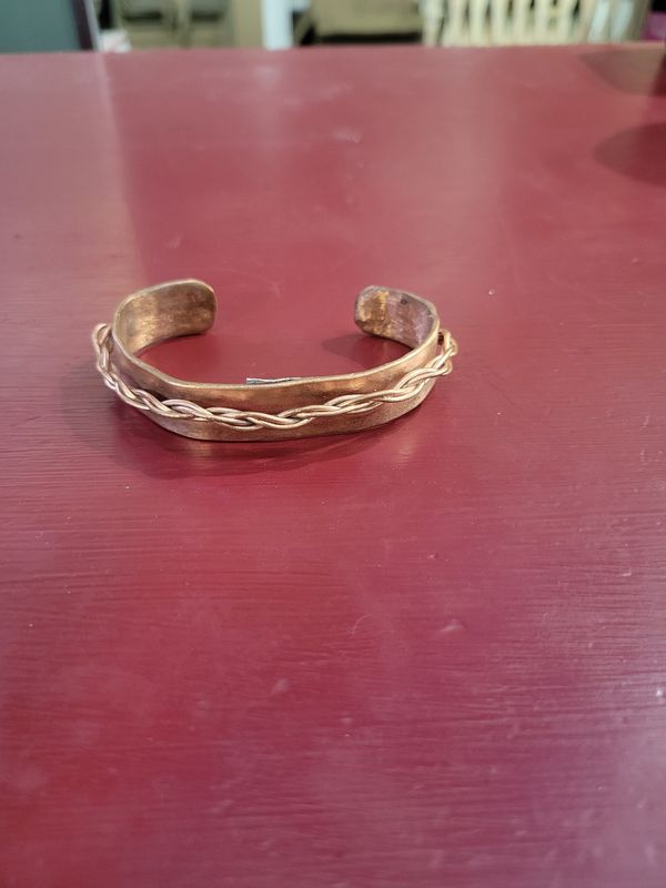 plain copper bracelet &quot;woven wire overlay&quot;