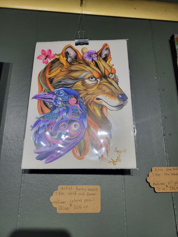 Wolf and raven Print