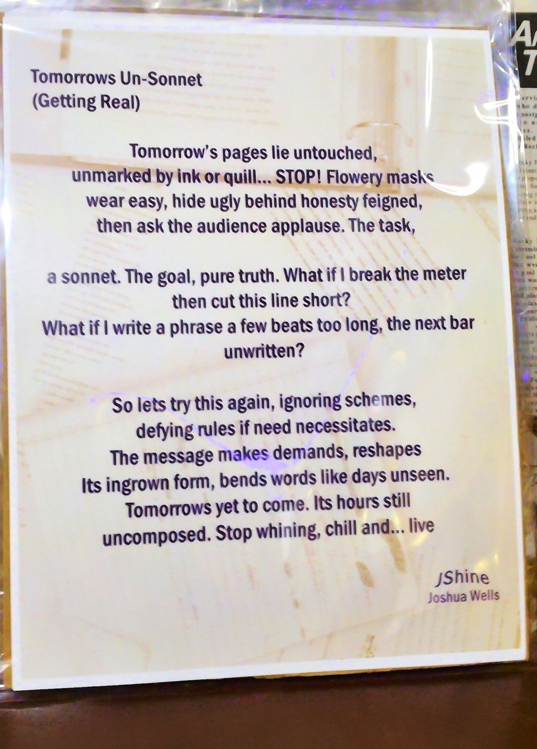 Tomorrow&#39;s Un-Sonnet