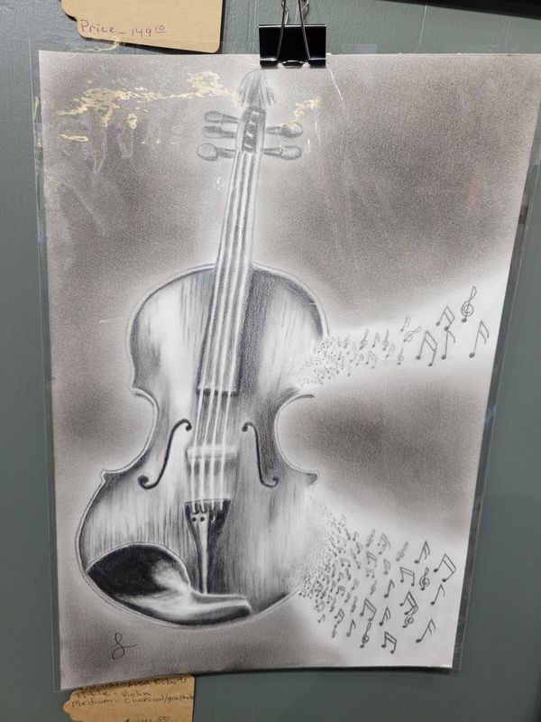 Violin with musical notes