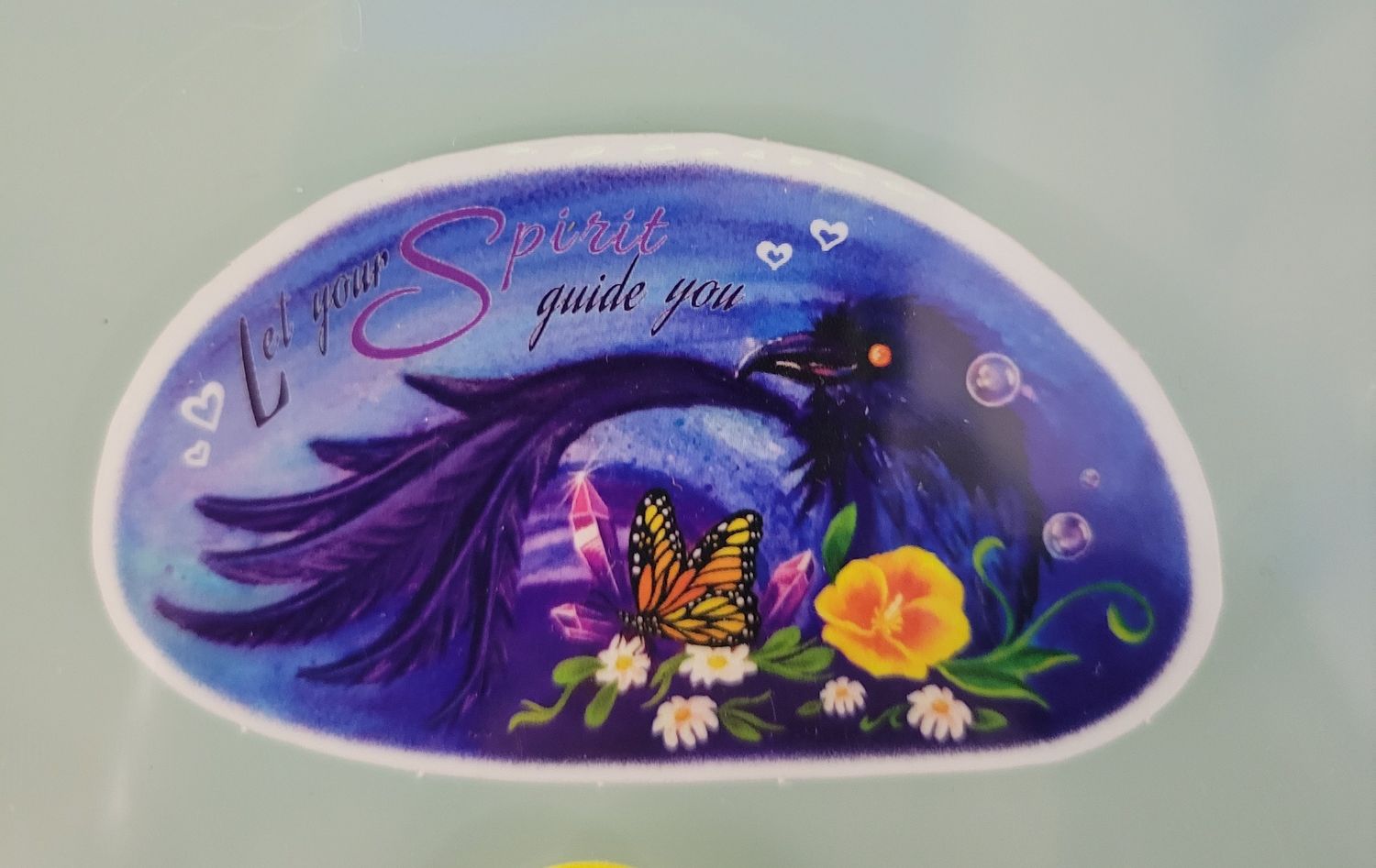 Raven with flowers &amp; crystals sticker
