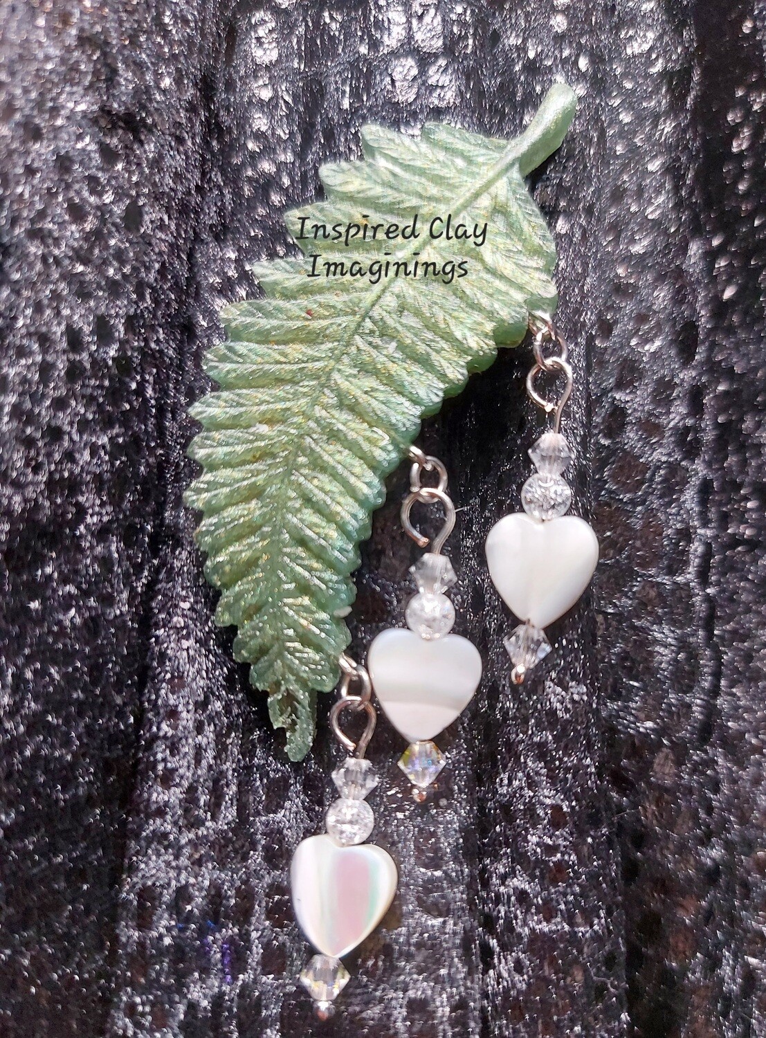 Elven Fern Bleeding Heart Broach - Epoxy Resin