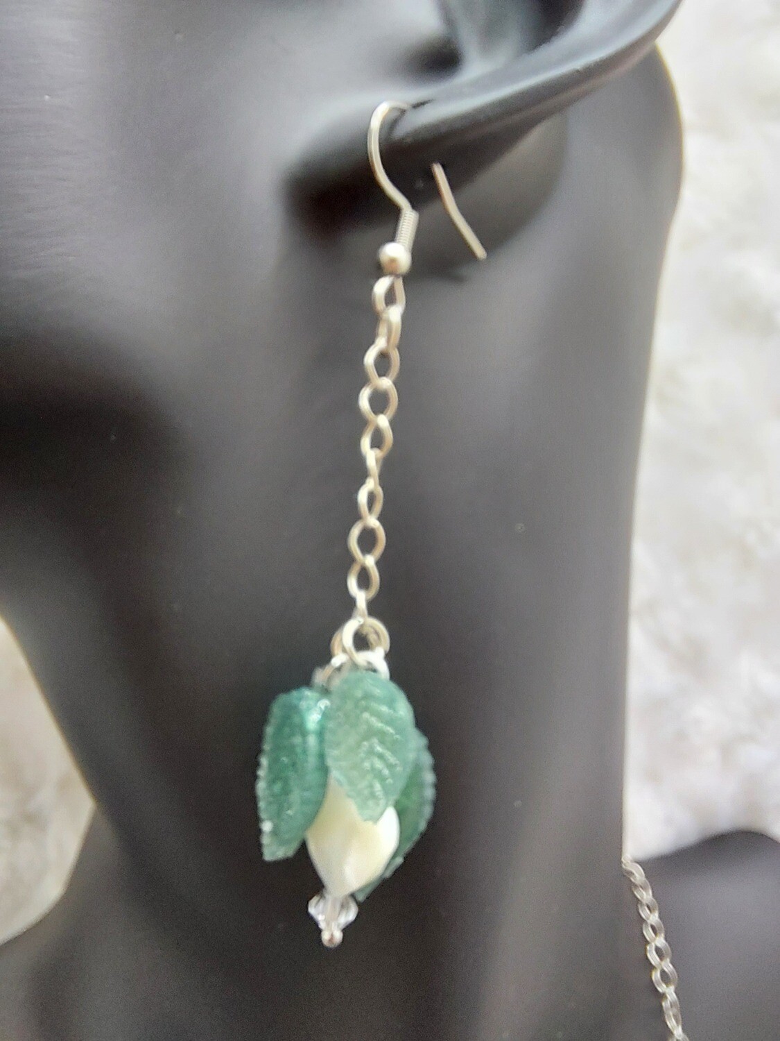 Elven Fern Bleeding Heart Earrings - Epoxy Resin