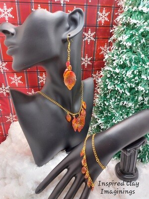 Autumn Falling Leaves Jewelry Set - Epoxy Resin