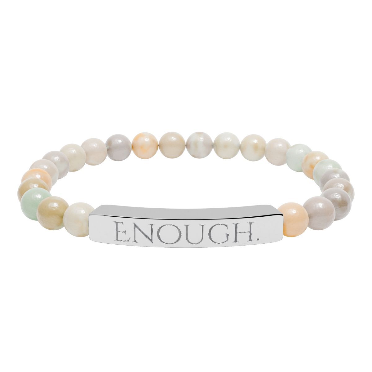 'Enough.' Engraved Natural Stone Stretch Bracelet