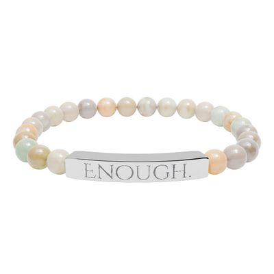 'Enough.' Engraved Natural Stone Stretch Bracelet