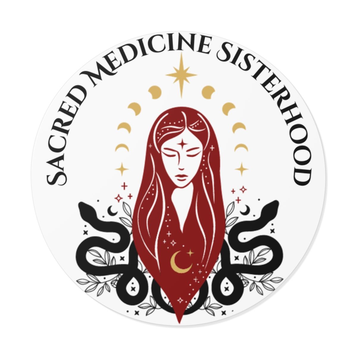 Sacred Medicine Sisterhood Logo Round Vinyl Sticker  