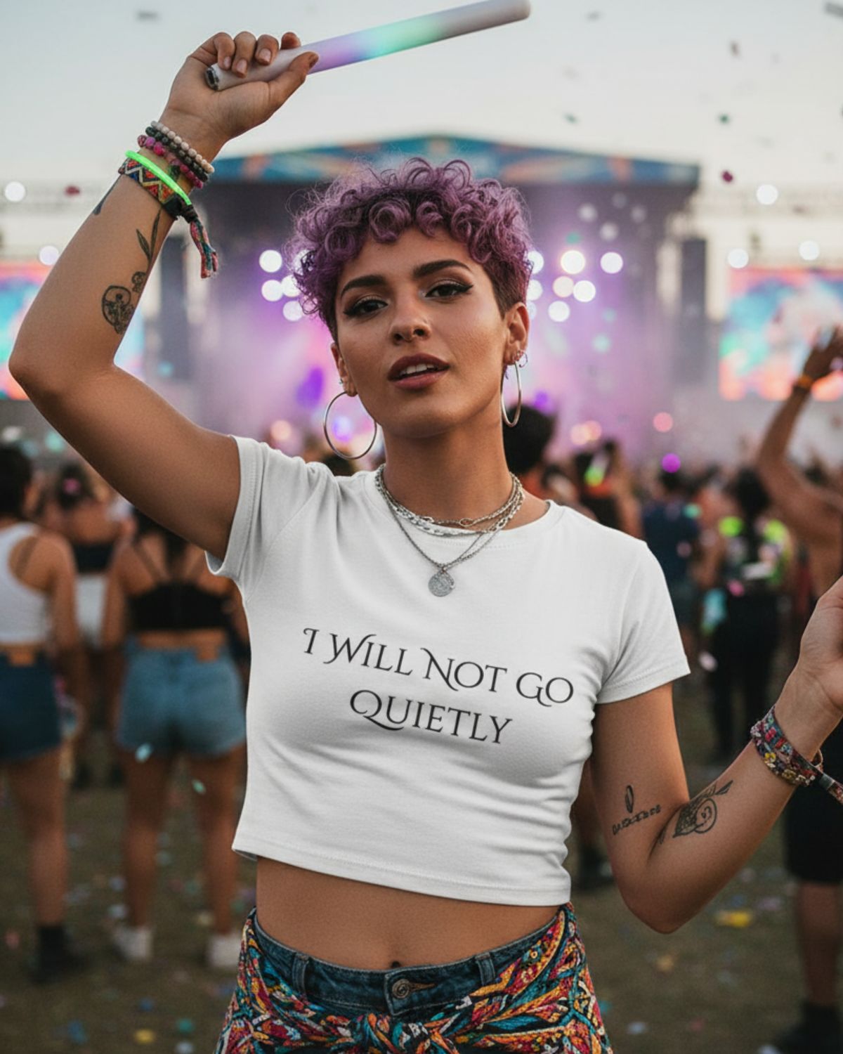 I Will Not Go Quietly Graphic Crop Top