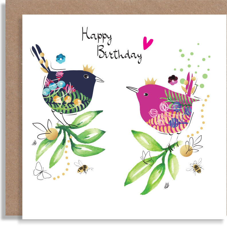 Birthday Birds Card - Personalised Handmade Greeting Card - Card for ...