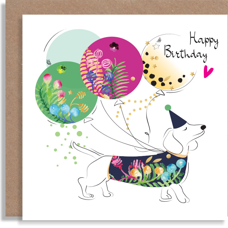 Happy Birthday Dachshund Card - Card for Dog / Pet / Animal Lovers - Personalised Handmade Greeting Card