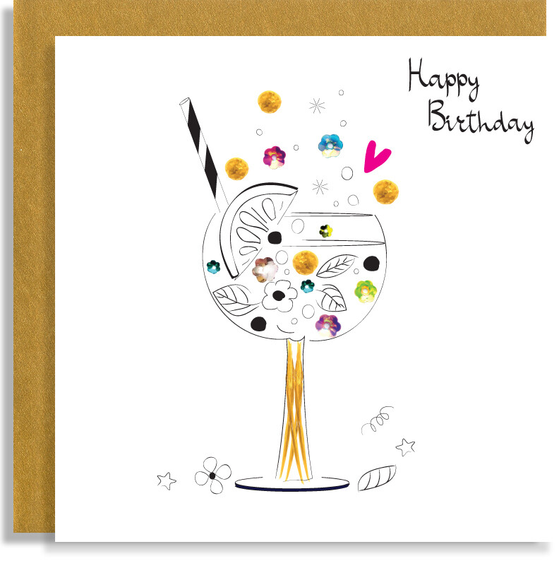 Birthday Gin &amp; Tonic G&amp;T Card - Birthday Drinks Personalised Handmade Greeting Card - Handcrafted Birthday Drinks Card