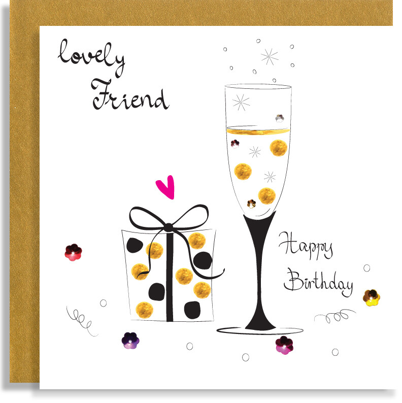 Birthday Card For a Friend - Prosecco &amp; Present Birthday Card - Personalised Handmade Card - Special Birthday Card