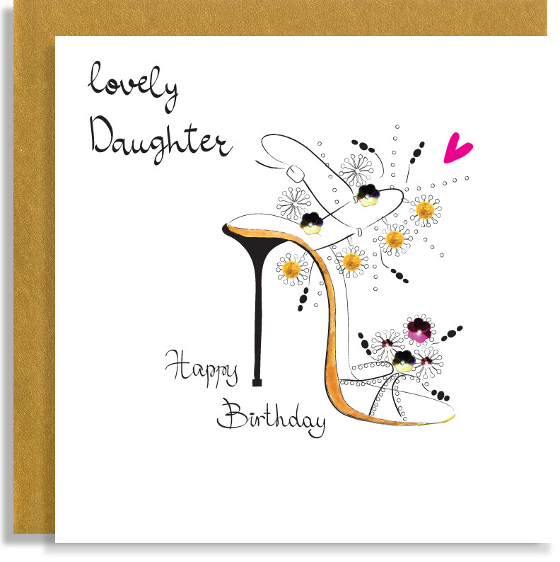 Happy Birthday Daughter Handcrafted Card - Fashion Shoe Card -Personalised Handmade Greeting Card