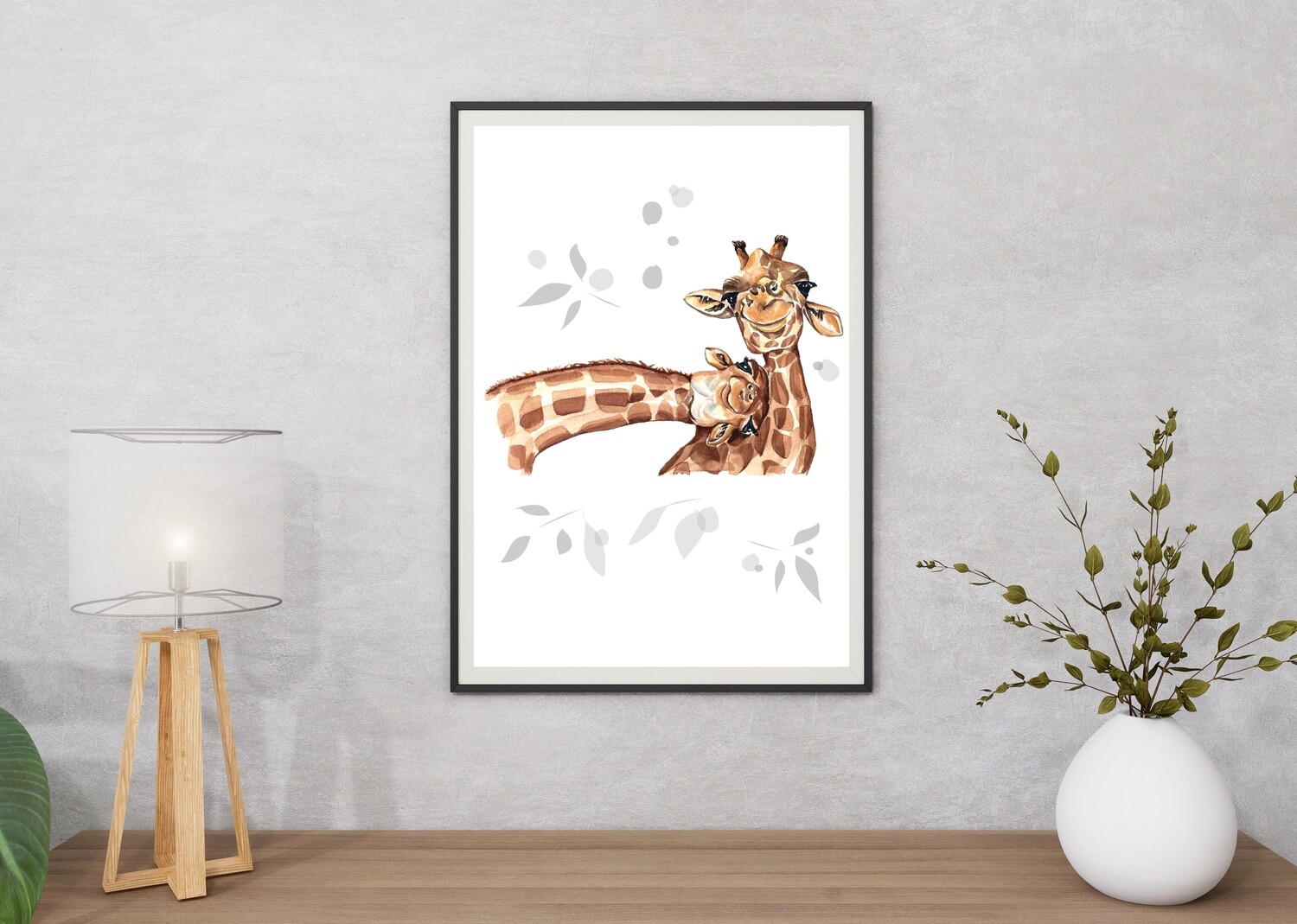 Giraffes Watercolour Art Print - A3 Art Print for Home Decor - Interior Design Animal Art Print - Giclée Art Print - Personalised Animal Lover Digital Print Gift