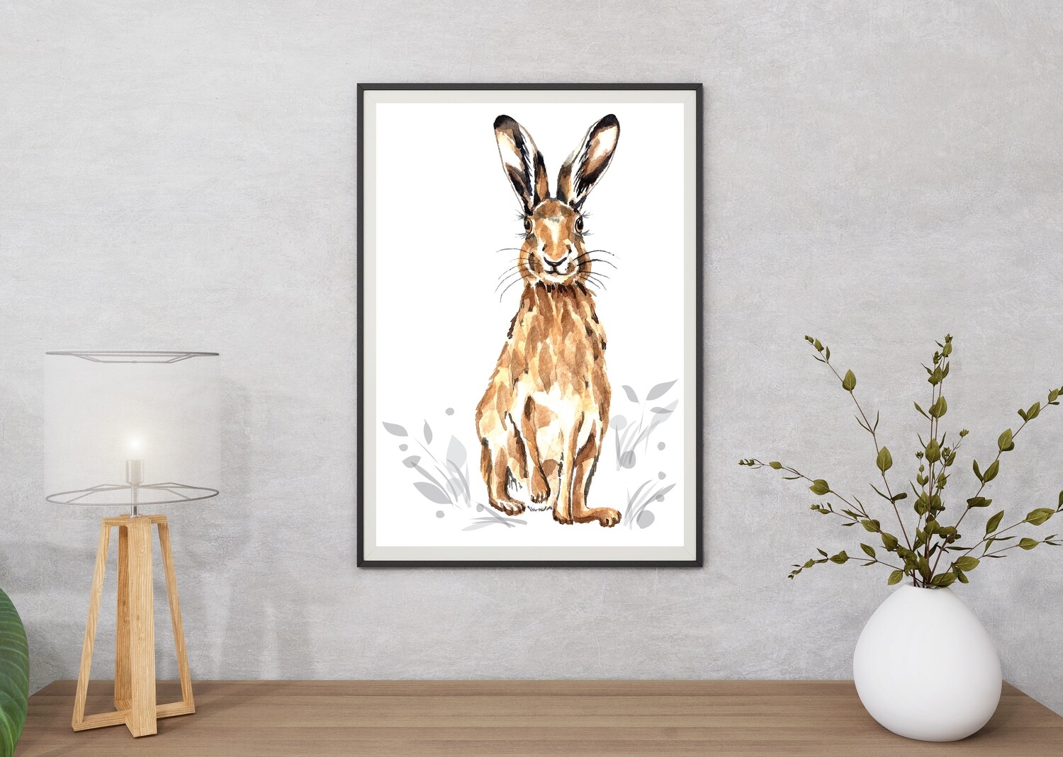 Hare Watercolour Art Print - A3 Art Print for Home Decor - Interior Design Animal Art Print - Giclée Art Print - Personalised Animal Lover Digital Print Gift