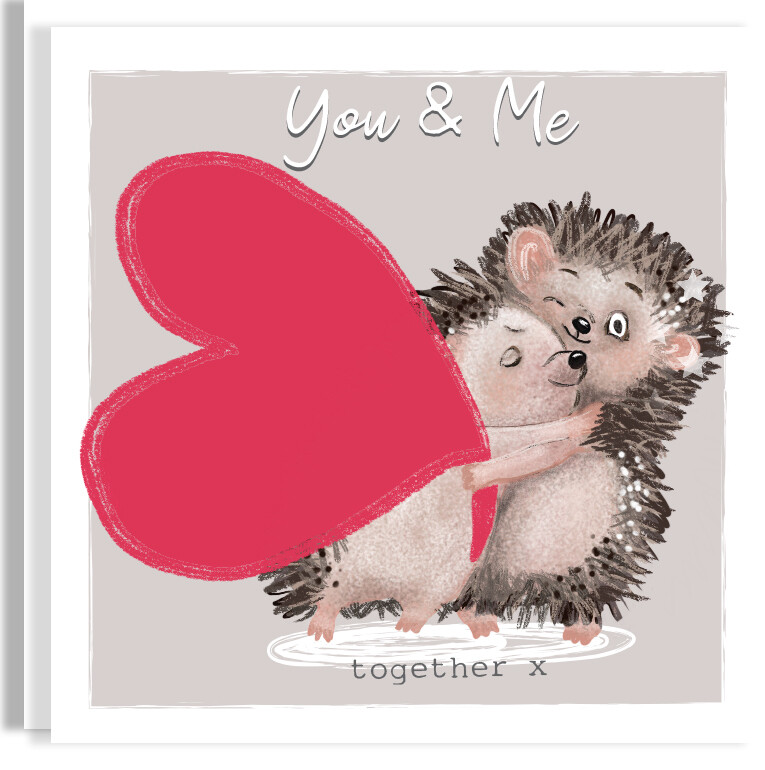 Cute Hugging Hedgehogs Valentine Card  - Hedgehogs Love Heart - Hand-Illustrated Valentine Greeting Card - Cute Card For Valentine&#39;s Day