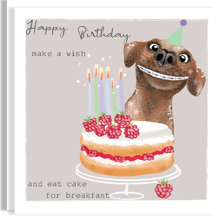 Silver Foil Birthday Party Dog Card - Personalised Birthday Card - Hand-Foiled Humorous Card
