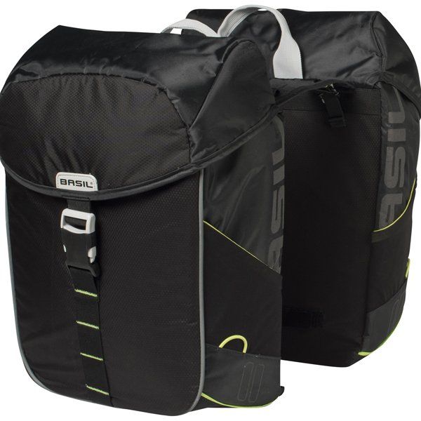 Basil Miles Dubbele Fietstas 34l Black Lime
