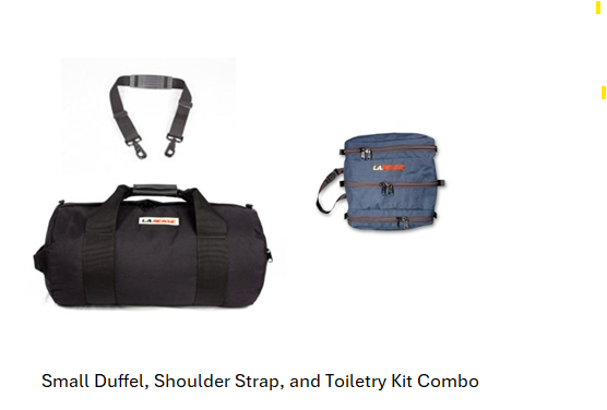 Small Duffel, Shoulder Strap, and Toiletry Kit Combo